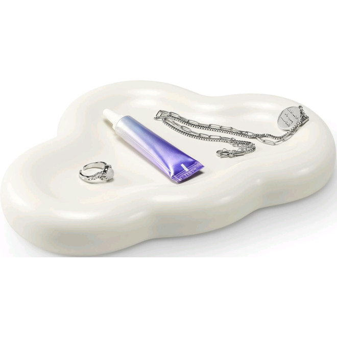 Navaris Cloud Ceramic Tray - Διακοσμητικός Κεραμικός Δίσκος Αποθήκευσης & Οργάνωσης - 24 x 16.5 x 3 cm - Beige / White