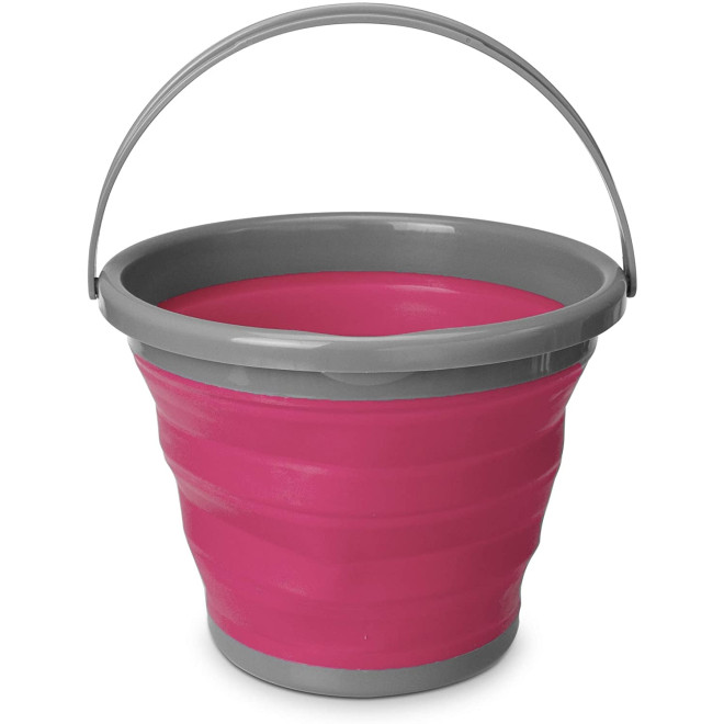 Navaris Collapsible Bucket - Φορητός και Πτυσσόμενος Κουβάς - Large - 10L - Dark Grey / Bordeaux