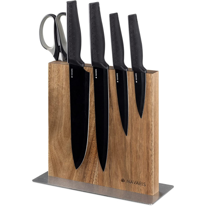 Navaris Double Sided Wooden Magnetic Knife Holder - Μαγνητική Ξύλινη Βάση Μαχαιριών Διπλής Όψεως - Acacia Wood