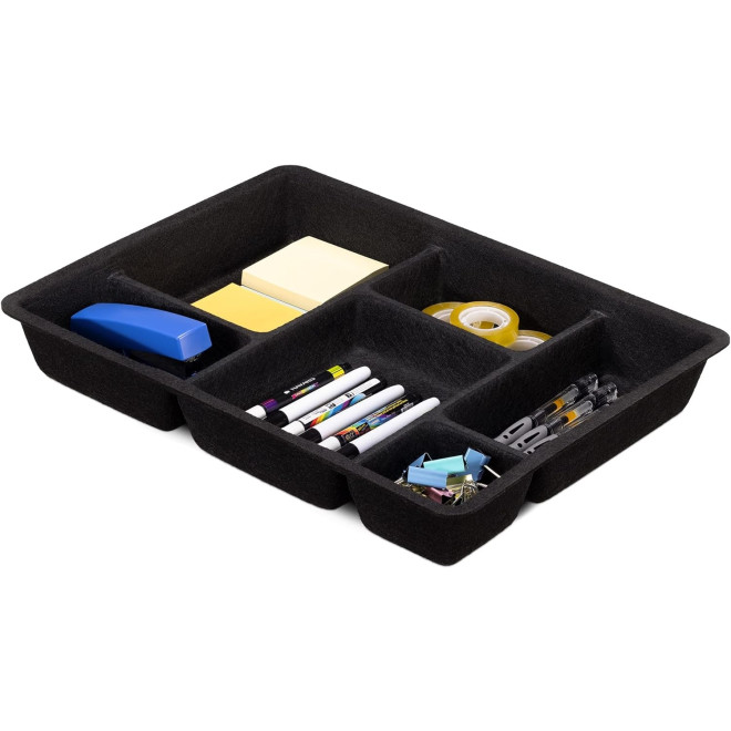 Navaris Felt Drawer Organiser Tray - Δίσκος Αποθήκευσης & Οργάνωσης Συρταριών από Τσόχα για Αξεσουάρ Γραφείου / Κοσμήματα / Καλλυντικά - 40.5 x 30.5 x 6 cm - Black