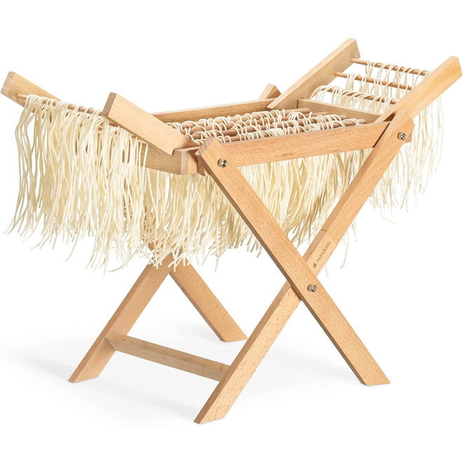 Navaris Foldable Pasta Drying Rack - Αναδιπλούμενη Βάση Στήριξης Στεγνώματος Ζυμαρικών από Ξύλο Οξιάς - Brown