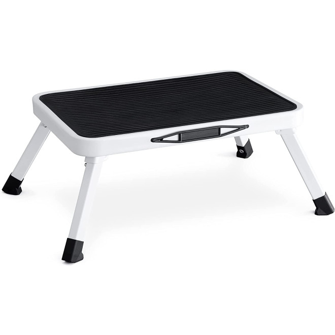Navaris Folding Steel Step Stool - Αναδιπλούμενο Σκαλοπάτι / Σκαμπό - White / Black