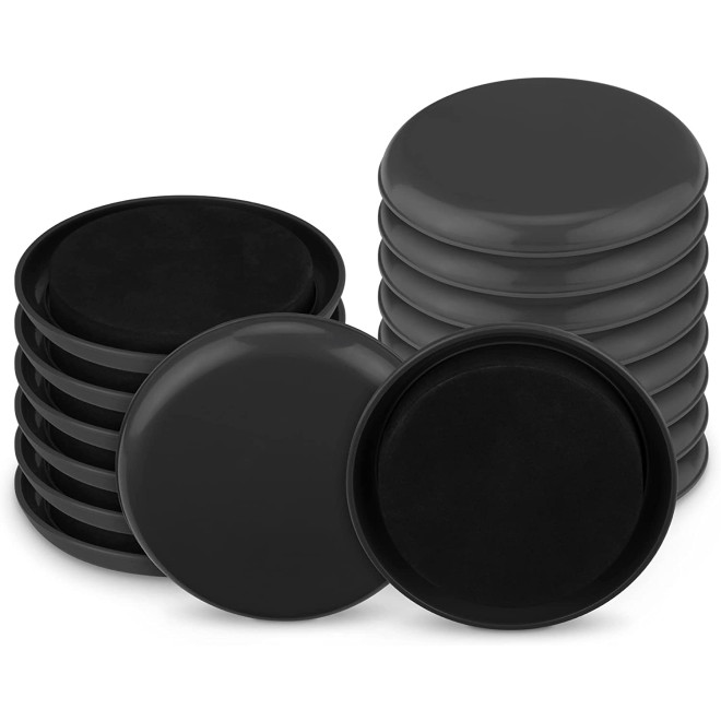 Navaris Furniture Sliders for Carpet 16 Pcs Set - Σετ με 16 Στρογγυλές Τάπες / Πατίνια Ολίσθησης Επίπλων για Χαλιά από Αφρό Eva - 8.9cm - Grey / Black