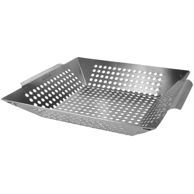 Navaris Grill Tray Stainless Steel Bowl - Διάτρητο Καλάθι / Ταψί Ψησίματος από Ανοξείδωτο Ατσάλι - Silver