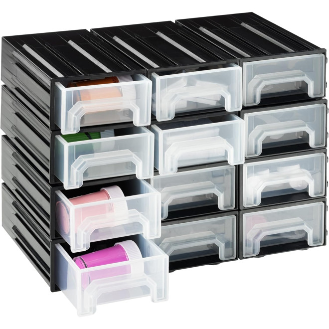 Navaris Interlocking Parts Storage Drawer Cabinets - Συρταριέρα Οργάνωσης και Αποθήκευσης Εργαλείων - 15 x 8.6 x 4.9 cm - Standard - 12 Θέσεων