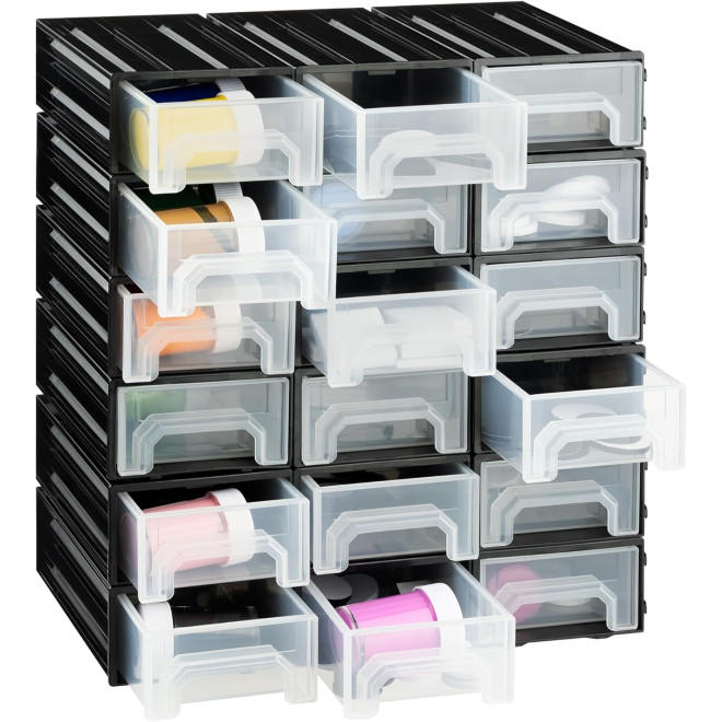 Navaris Interlocking Parts Storage Drawer Cabinets - Συρταριέρα Οργάνωσης και Αποθήκευσης Εργαλείων - 15 x 8.6 x 4.9 cm - Standard - 18 Θέσεων