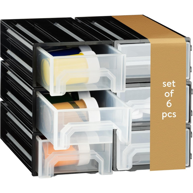 Navaris Interlocking Parts Storage Drawer Cabinets - Συρταριέρα Οργάνωσης και Αποθήκευσης Εργαλείων - 15 x 8.6 x 4.9 cm - Standard - 6 Θέσεων