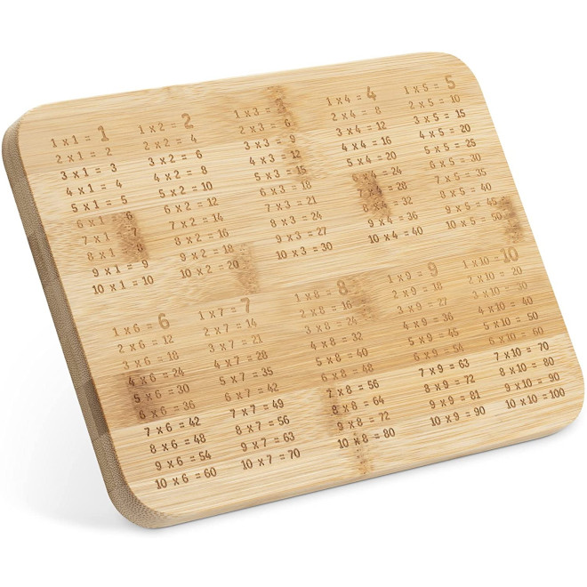 Navaris Kids Wooden Breakfast Board - Παιδικός Δίσκος Πρωινού από Μπαμπού για Εκμάθηση Πολλαπλασιασμού - 24 x 18 x 1.5cm - Light Brown