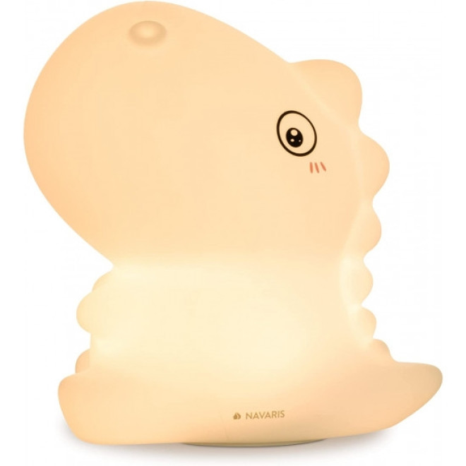 Navaris Led Silicone Night Light - Παιδικό Επαναφορτιζόμενο Φωτάκι Νυκτός LED / Αφής με Αλλαγή Χρωμάτων RGB από Σιλικόνη - Sitting Dino - White