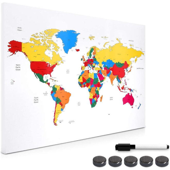 Navaris Magnetic Memo Board Whiteboard - Μαγνητικός Πίνακας Ανακοινώσεων - 40 x 60 cm - Coloured World Ma