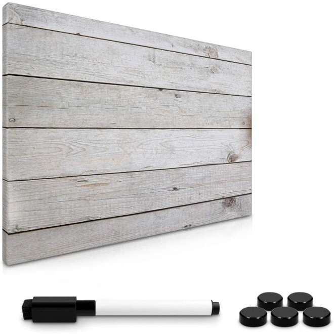 Navaris Magnetic Memo Board Whiteboard - Μαγνητικός Πίνακας Ανακοινώσεων - 40 x 60 cm - Wooden Planks