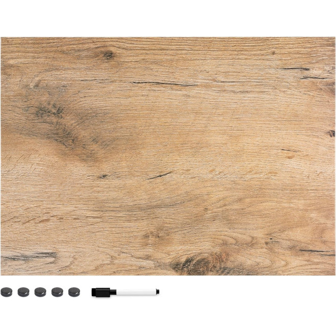 Navaris Magnetic Memo Board Whiteboard - Μαγνητικός Πίνακας Ανακοινώσεων - 50 x 70 cm - Dark Wood