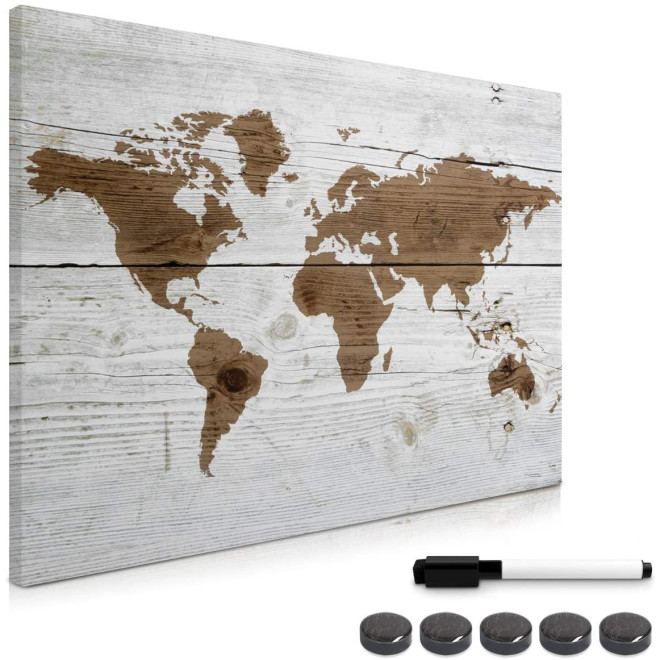 Navaris Magnetic Memo Board Whiteboard - Μαγνητικός Πίνακας Ανακοινώσεων - 50 x 70 cm - World Map