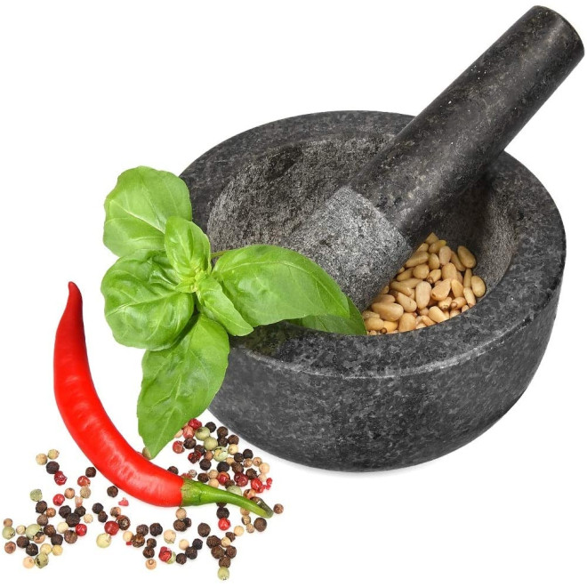 Navaris Mortar and Pestle Set - Σετ με Γουδί και Γουδοχέρι από Φυσικό Γρανίτη - 16 x 8 cm