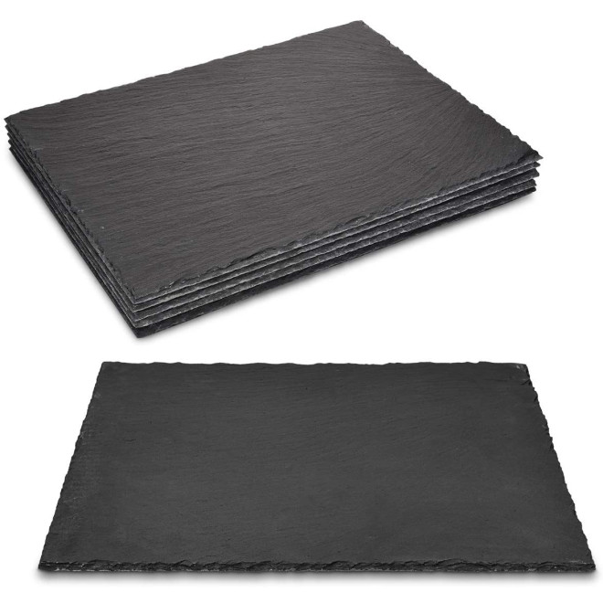 Navaris Natural Slate Serving Plates - Πλάκες Σερβιρίσματος από Σχιστόλιθο - 6 Τεμάχια - 38 x 28 cm - Grey