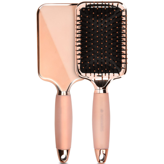 Navaris Paddle Brush with Gel Handle - Βούρτσα Μαλλιών με Απαλή Λαβή από Gel - Rose Gold / Black 