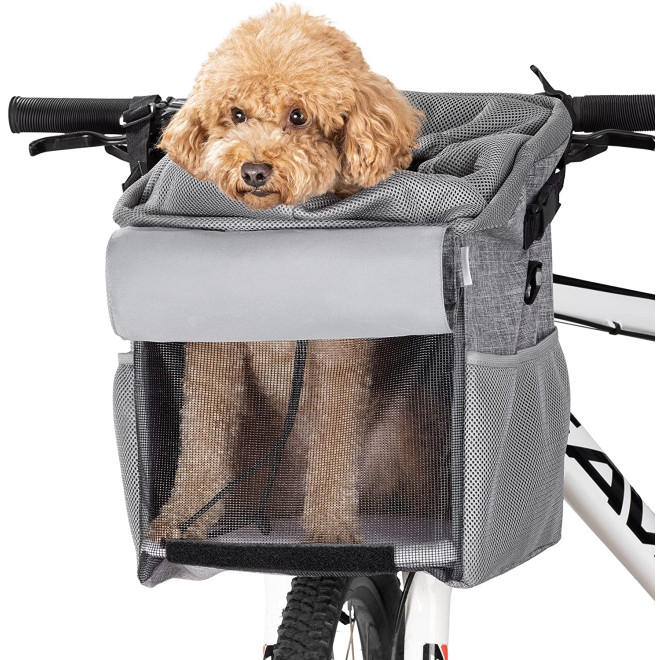 Navaris Pet Carrier for Bike - Σακίδιο Μεταφοράς Πλάτης / Ποδηλάτου για Κατοικίδια - 31 x 27 x 27 cm - Grey