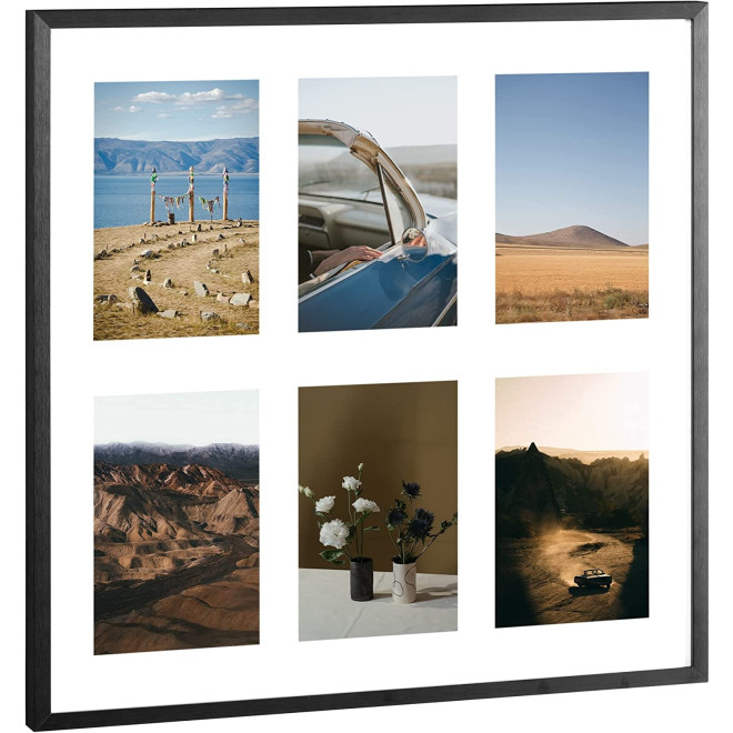 Navaris Picture Frame Collage - Κορνίζα Κολλάζ από Αλουμίνιο για 6 Φωτογραφίες / Θέσεις - Black