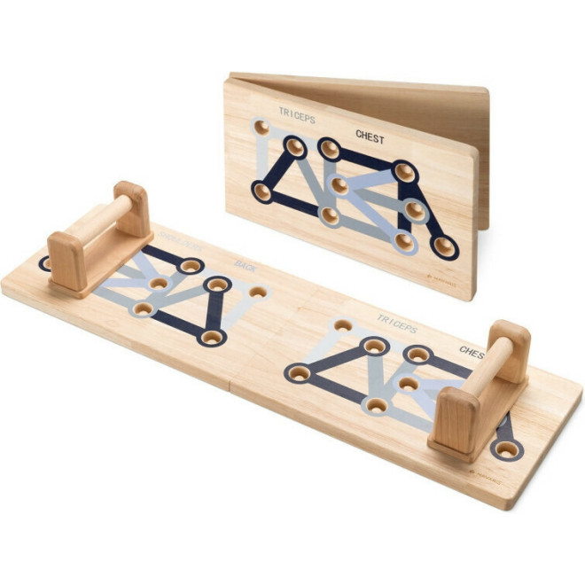 Navaris Push Up Board - Ξύλινη Σανίδα για Push-Ups με Λαβές - Brown