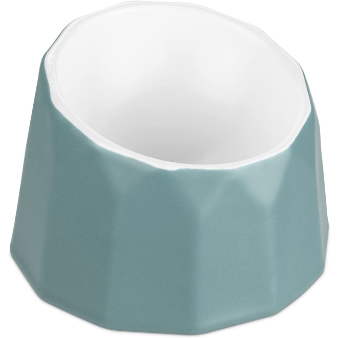 Navaris Raised Ceramic Cat Bowl - Κεραμικό Μπολ Φαγητού και Νερού για Κατοικίδια - 15 x 12 x 10.3 cm - Blue