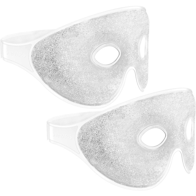 Navaris Set of 2 Gel Eye Masks - Σετ με 2 Επαναχρησιμοποιήσιμες Μάσκες Ομορφιάς Ματιών / Ψύξης & Θερμότητας από Gel - Silver / Glitter