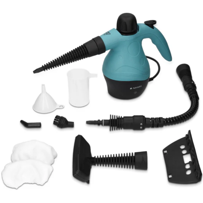Navaris Steam Cleaner - Φορητός Ατμοκαθαριστής Χειρός Υψηλής Πίεσης με Αξεσουάρ - 360ml - Blue / Green