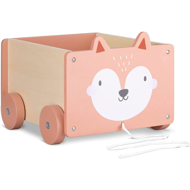 Navaris Toy Box Storage for Toys with Wheels - Παιδικό Κουτί Αποθήκευσης Παιχνιδιών με Ρόδες - Brown / Fox Design