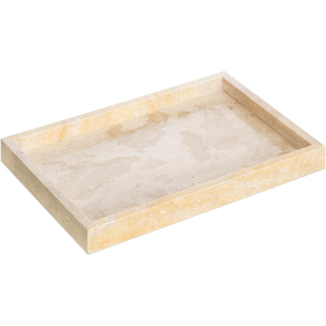 Navaris Travertine Tray - Διακοσμητικός Δίσκος Αποθήκευσης & Οργάνωσης από Πέτρα Τραβερτίνης - 30 x 20 x 3 cm - Beige
