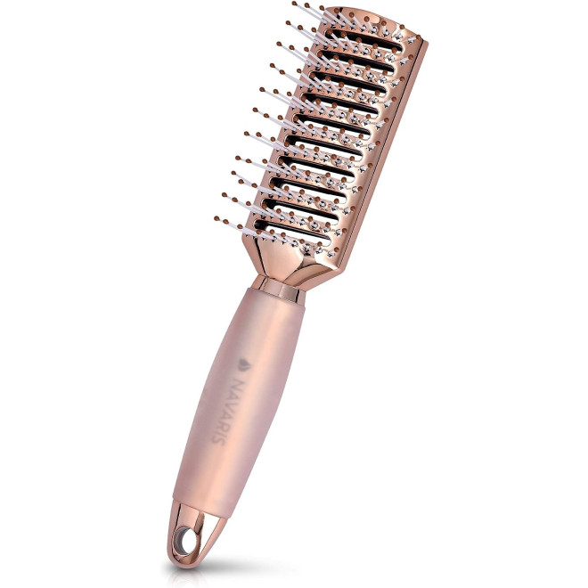 Navaris Vented Hairbrush - Βούρτσα Μαλλιών Αέρος με Απαλή Λαβή από Gel για Ξεμπέρδεμα - Rose Gold