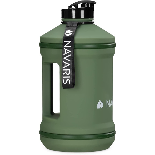 Navaris Water Jug - Μπουκάλι Νερού με Λουράκι Χειρός - BPA Free - 2.2 L - Dark Green