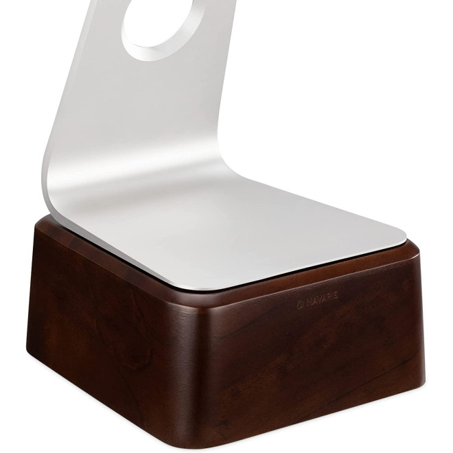 Navaris Wooden Monitor Riser for iMac 27 inch 2021 - Βάση Στήριξης / Ανύψωσης για Οθόνη iMac έως 27'' από Ξύλο Καρυδιάς - Walnut