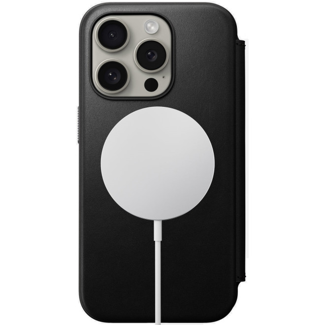 Nomad Modern Leather Folio - MagSafe Δερμάτινη Θήκη - Πορτοφόλι Apple iPhone 15 Pro - Black