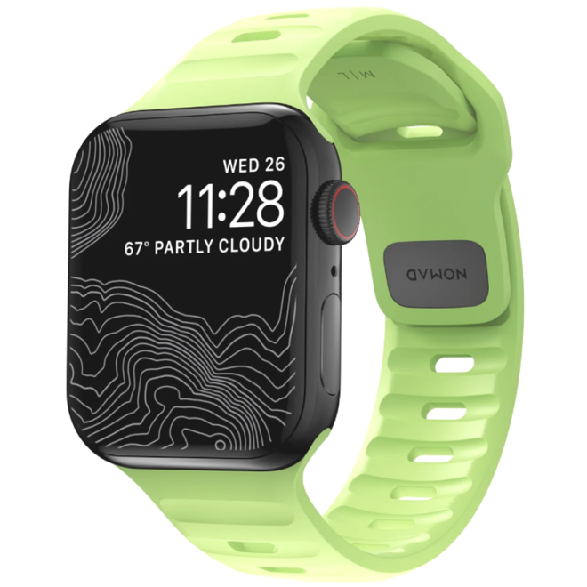 Nomad Sport Band Glow in the Dark - Αδιάβροχο Φωσφορίζον Λουράκι Σιλικόνης - Apple Watch SE/10/9/8/7/6/5/4 (42/41/40mm) - Glow 2.0