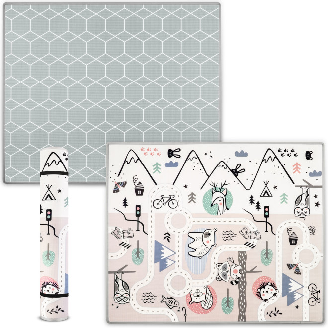 Nukido Baby Play Mat NK-342 - Αντιολισθητικό Αναδιπλούμενο Παιδικό / Βρεφικό Χαλάκι Δύο Όψεων για Δραστηριότητες / Παιχνίδι από Αφρό XPE - 150 x 180 x 1.5cm - Light Pink