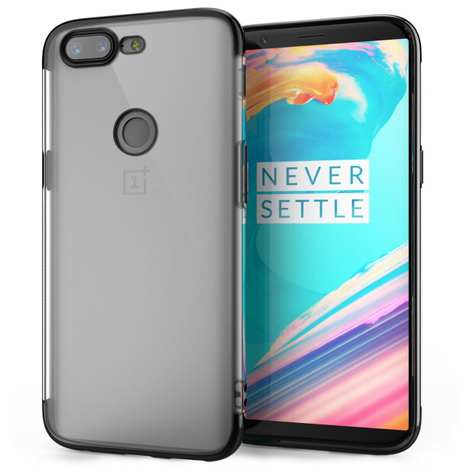 Caseflex Θήκη Σιλικόνη OnePlus 5T - Clear/Black & Screen Protector 