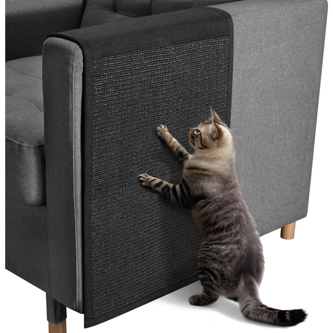 Ονυχοδρόμιο Navaris Cat Scratch Mat Sofa Shield Προστατευτικό Καναπέ από Γρατζουνιές Γάτας 130 x 45 cm Black
