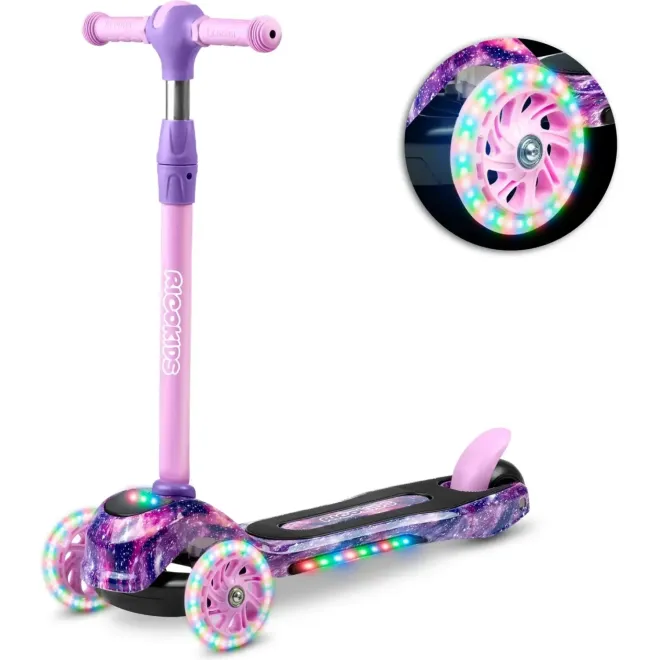 Παιδικό Πατίνι Ricokids Piko Τρίτροχο Scooter με LED Φωτιζόμενες Ρόδες & Τιμόνι Αλουμινίου Pink / Purple