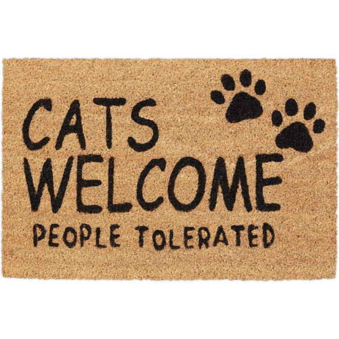 Πατάκι Εισόδου Relaxdays Coir Doormat Cats Welcome People Tolerated από Φυσικές Ίνες Καρύδας & PVC 60 x 40 cm Natural / Black