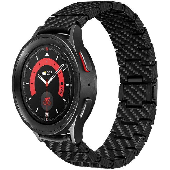 Pitaka Carbon Fiber Watch Band - Λουράκι από Ανθρακονήματα & Ανοξείδωτο Ατσάλι - Samsung Galaxy Watch 6 / 6 Classic / 5 / 5 Pro / Watch 4 / Classic 4 (47/46/45/43/44/42/40mm) - Modern