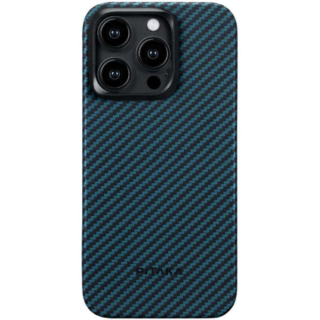 Pitaka MagEZ Case 4 - MagSafe Θήκη Aramid Fiber Body Apple iPhone 15 Pro - 1.15mm - 1500D - Black / Blue / Twill Pitaka MagEZ Case 4 - MagSafe Θήκη Aramid Fiber Body Apple iPhone 15 Pro - 1.15mm - 1500D - Black / Blue / Twill