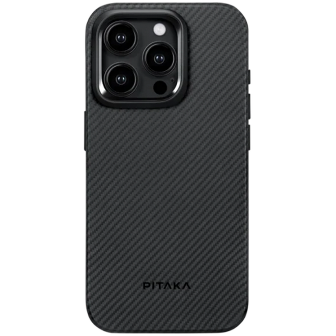 Pitaka MagEZ Case Pro 4 - Ανθεκτική MagSafe Θήκη Aramid Fiber Body με TPU - Apple iPhone 15 Pro - 1.6mm - 600D - Black / Grey / Twill