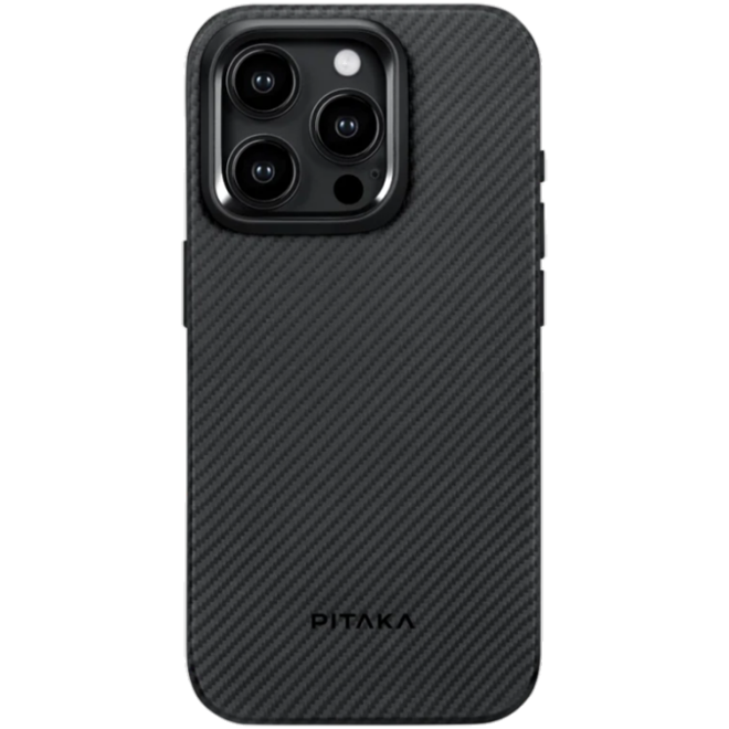 Pitaka MagEZ Case Pro 4 - Ανθεκτική MagSafe Θήκη Aramid Fiber Body με TPU - Apple iPhone 15 Pro Max - 1.6mm - 600D - Black / Grey / Twill