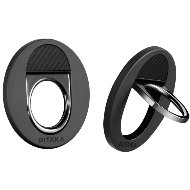 Pitaka MagEZ Grip - Μαγνητική MagSafe Βάση Aramid Fiber / Finger Holder για iPhone 14 / 13 / 12 - 4.3mm - 600D - Black / Grey / Twill