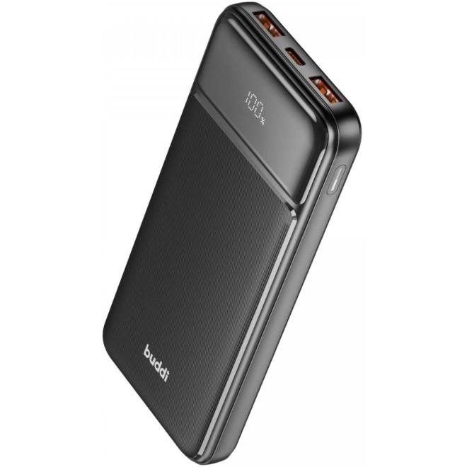 PowerBank Buddi Boost με Ψηφιακή Οθόνη LED με 1 x Type-C / 2 x USB-A 22.5W 10.000mAh 2 Έτη Εγγύηση - Black