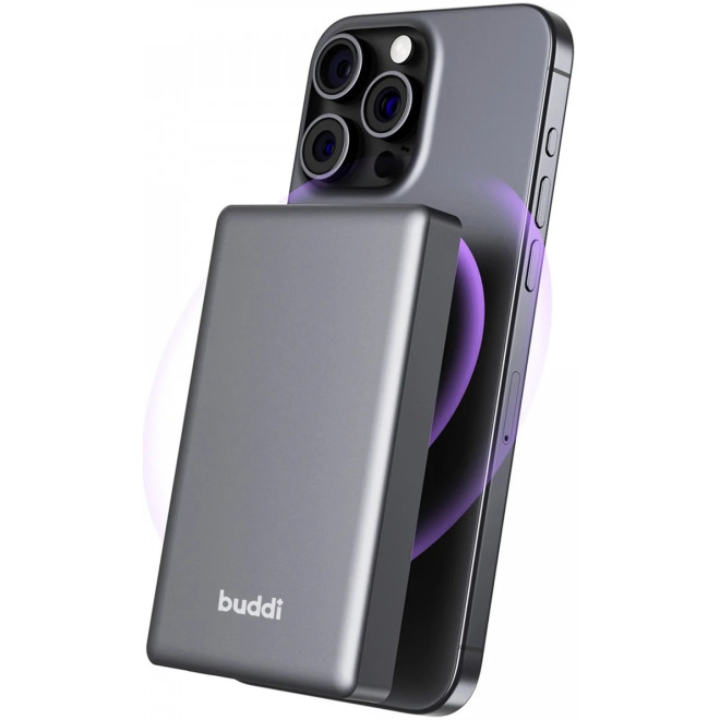 PowerBank Buddi Connect με Ασύρματη Φόρτιση MagSafe 15W & 1 x Type-C 20W 10.000mAh 2 Έτη Εγγύηση Black