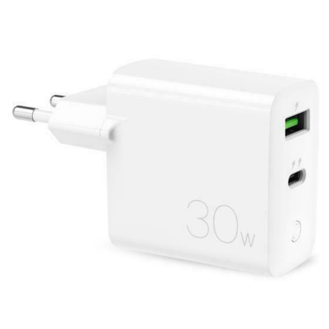 Puro Wall Charger - Ταχυφορτιστής Ταξιδιού / Αντάπτορας με 1x Type-C / 1 x USB-A - 30W - White