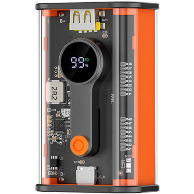 Recci RBP-P35 Mars Series - PowerBank με Ψηφιακή Οθόνη LED - Φορητή Μπαταρία Φόρτισης με 1 x USB-Α / 1 x Type-C - 10.000mAh - 22.5W - Black