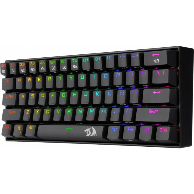 Redragon K530 RGB Dragonic Pro - Ασύρματο / Ενσύρματο RGB Gaming Μηχανικό Πληκτρολόγιο 60% με Custom Brown Διακόπτες - US - Black
