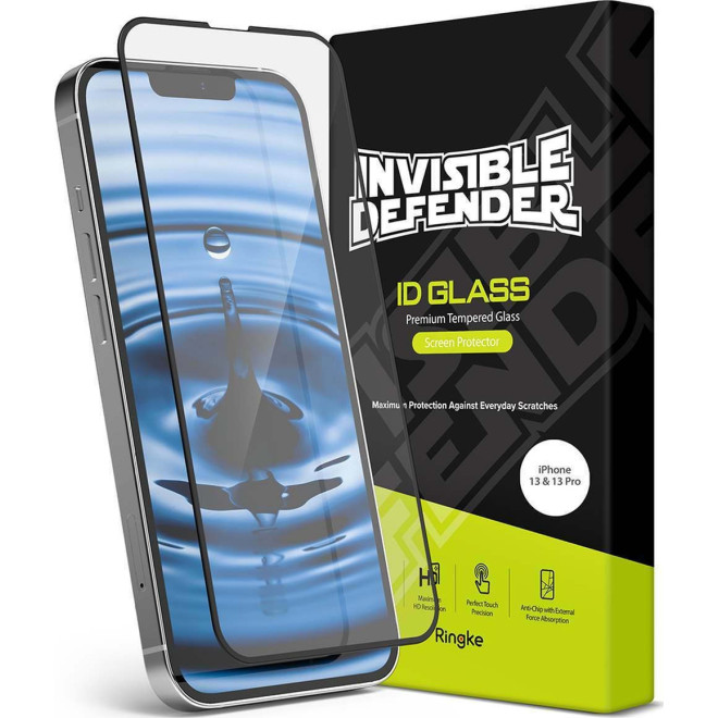 Ringke Invisible Defender ID Tempered Glass - Premium Full Cover Αντιχαρακτικό Γυαλί Οθόνης Apple iPhone 13 / 13 Pro - Black