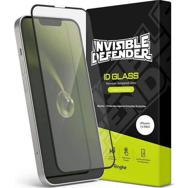 Ringke Invisible Defender ID Tempered Glass - Premium Full Cover Αντιχαρακτικό Γυαλί Οθόνης Apple iPhone 13 mini - Black